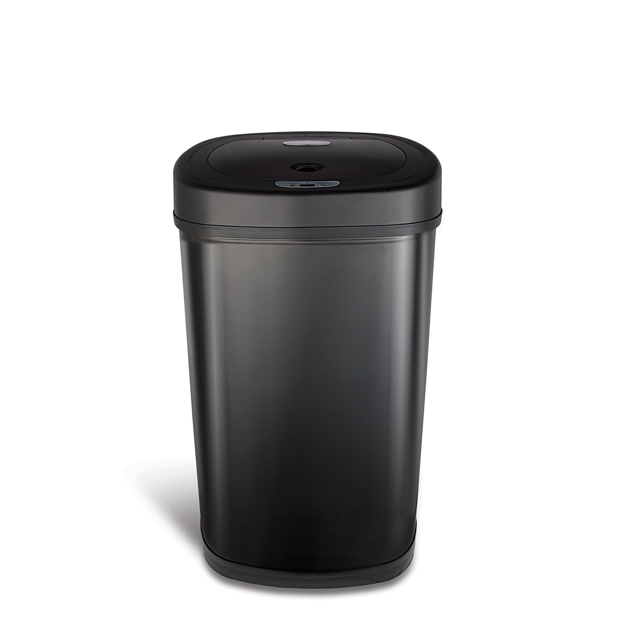 Nine Stars Motion Sensor Oval Kitchen Garbage Can. Fingerprint-Resistant Stainless Steel. 13.2 Gal. Matte Black