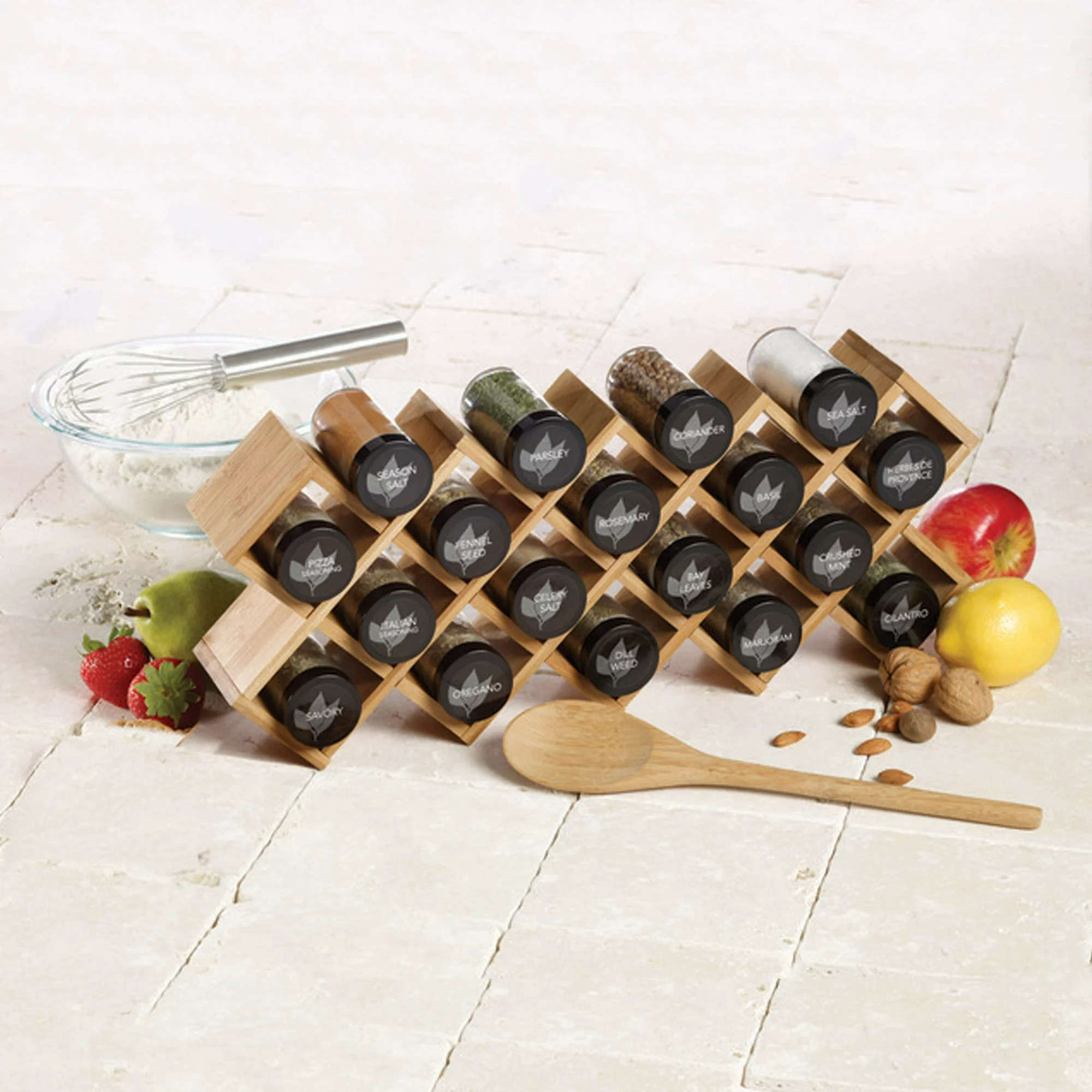 Kamenstein Criss-Cross Revolving 18-Jar Bamboo Spice Rack/Tower