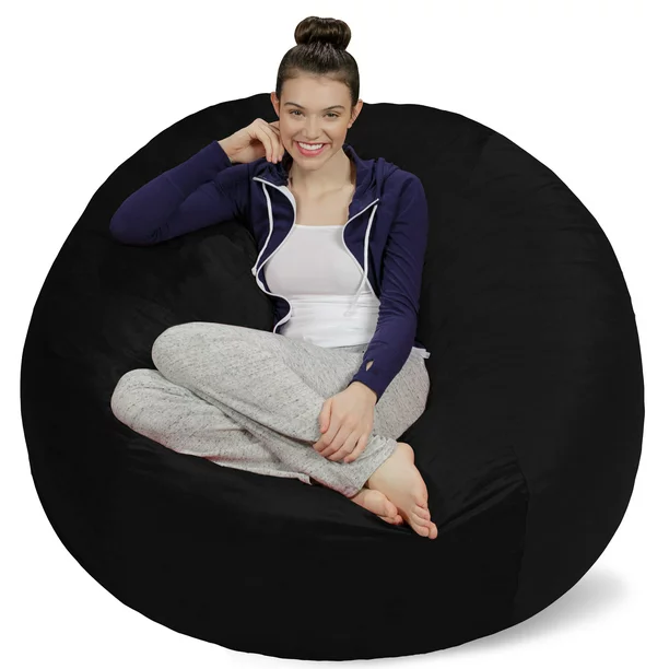 Sofa Sack 5 ft Microsuede Bean Bag Chair. Black