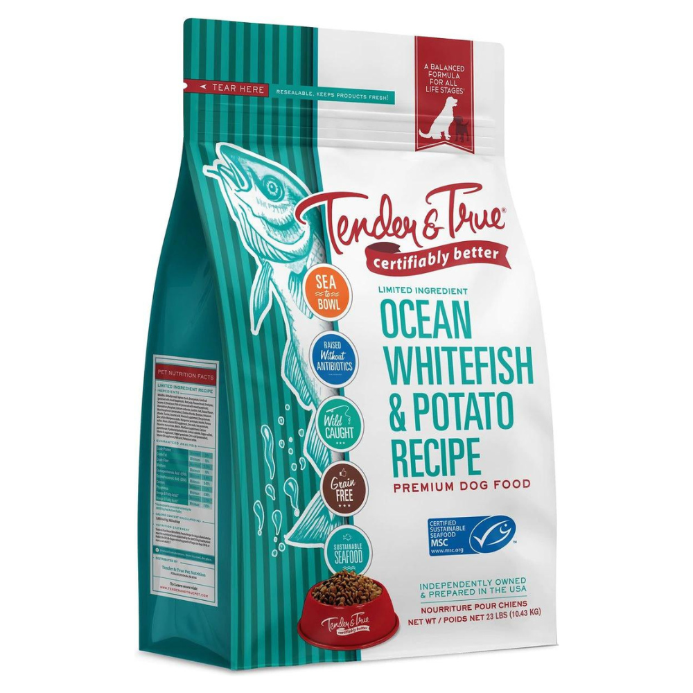 Tender & True Limited Ingredient Grain-Free Ocean Whitefish & Potato. 23-lb bag