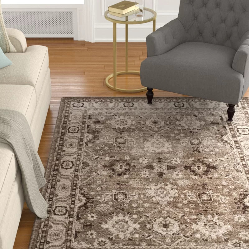 Bungalow Rose Imaya Machine Woven/Power Loomed Performance Taupe Rug. Rectangle 10-6″ x 14′