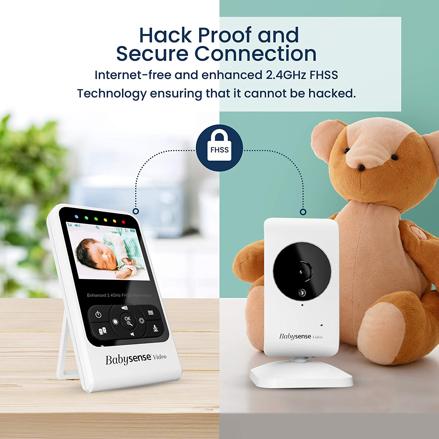 Babysense Video Baby Monitor with Two Cameras. Night Vision & Light. Two Way Talk