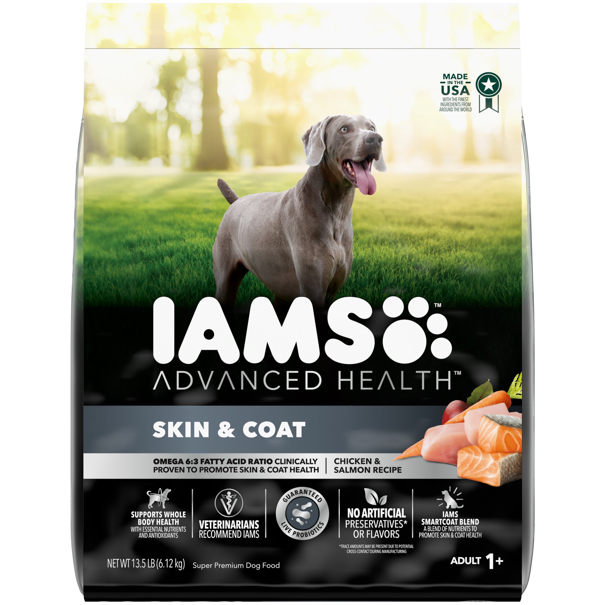 Iams Advanced Health Skin & Coat Chicken And Salmon Recipe Dry Dog Food For Adult Dog. 13.5 Lbs Bag