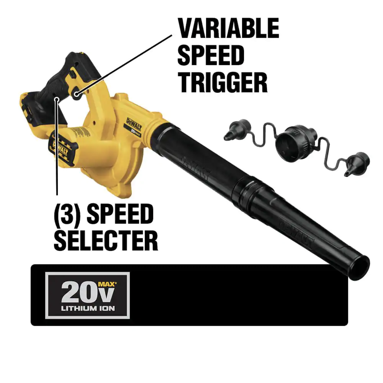 Dewalt 20-Volt MAX Cordless Compact Jobsite Blower 135 MPH 100 CFM with (1) 20-Volt 4.0Ah Battery (DCE100BW204)