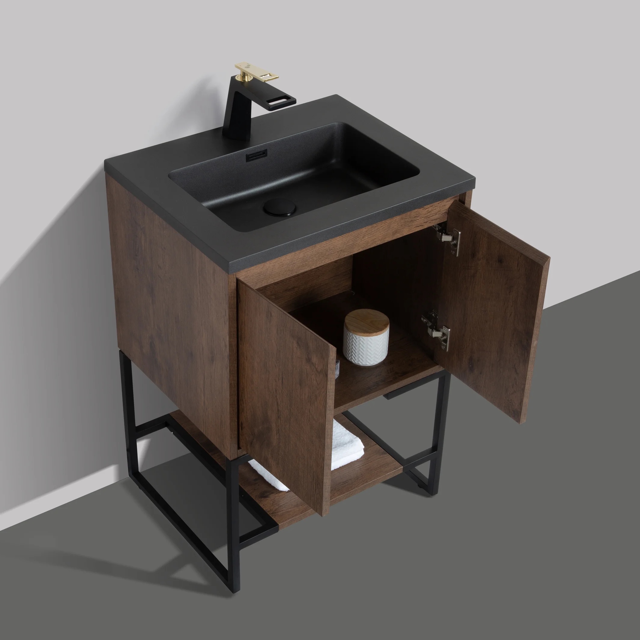 Latitude Run Nashonda 24” Free-standing Single Bathroom Vanity with Vanity Top. Rosewood