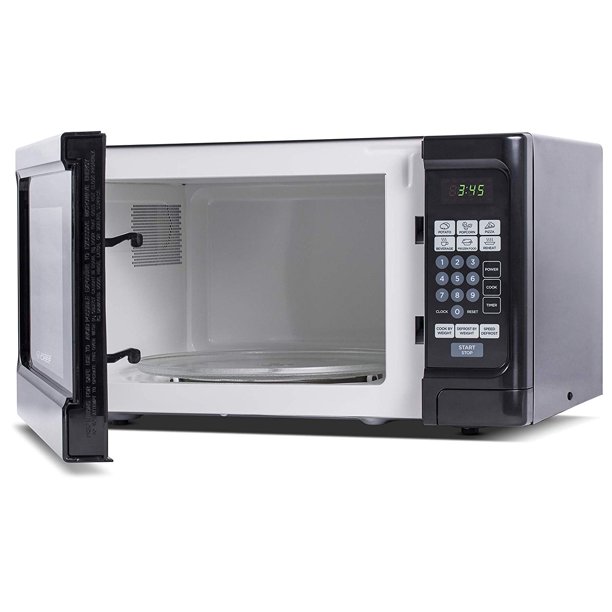 Commercial Chef CHCM11100B 1.1 Cubic Feet Microwave Oven. 1000 Watt. Stainless Steel Front