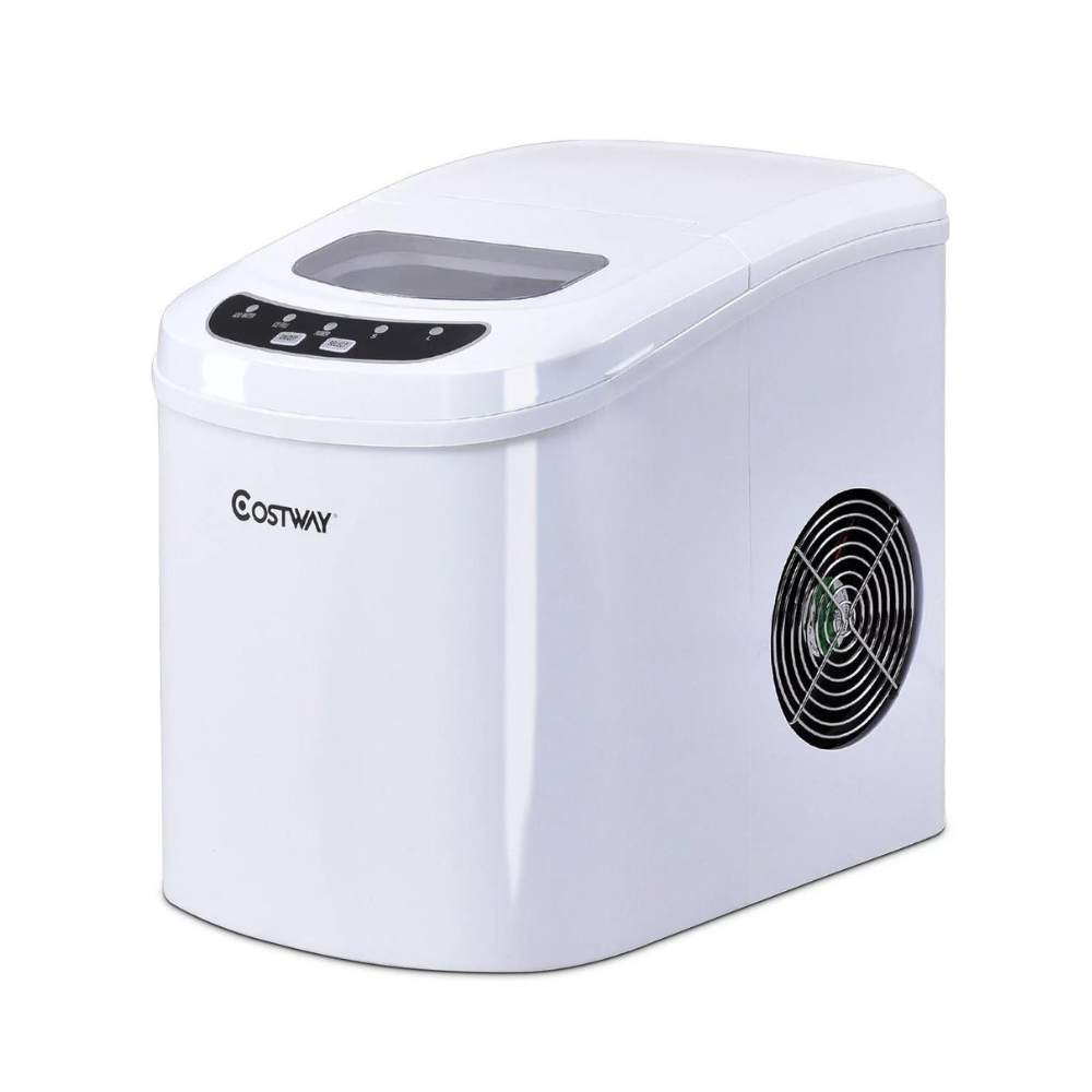 Costway White Portable Compact Electric Ice Maker Machine Mini Cube 26lb/Day