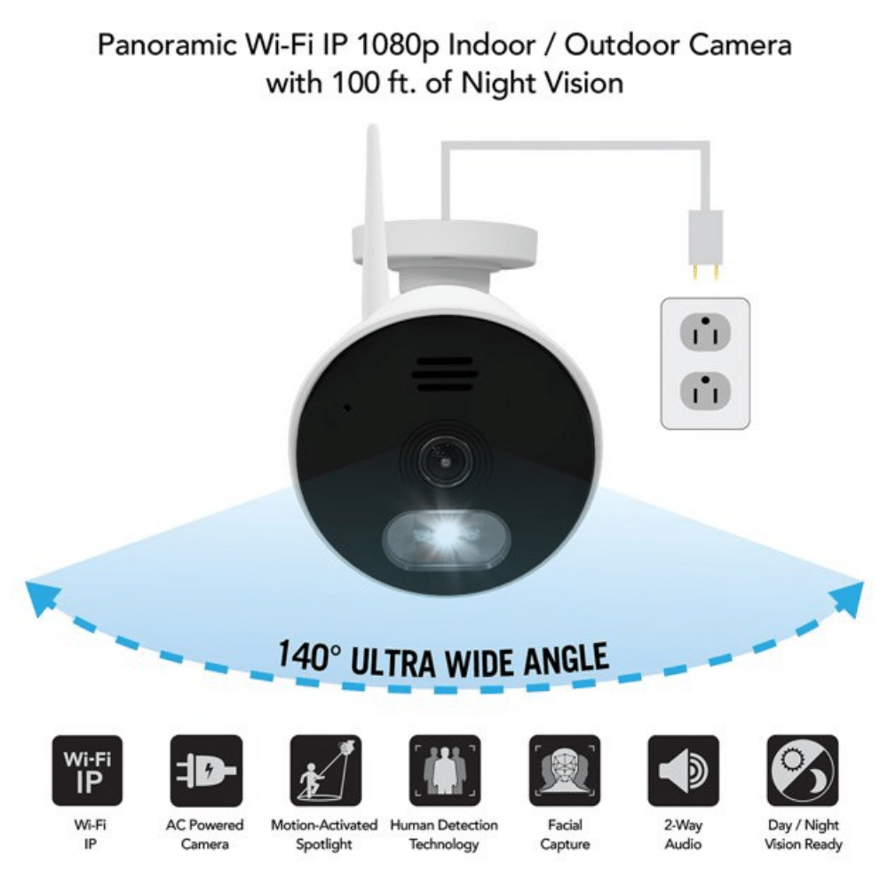 Night Owl Wi-Fi IP 1080p HD. 140° Ultra Wide Angle View. 2-Way Audio Camera (1 Pack)