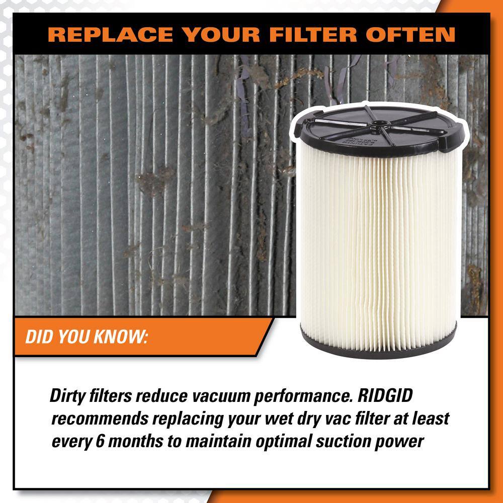 Ridgid 1-Layer Standard Pleated Paper Filter for Most 5 Gal. And Larger RIDGID Wet/Dry Shop Vacuums (16-Pack)