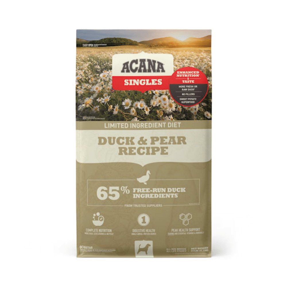 Acana Singles Limited Ingredient Diet Grain-Free High Protein Duck And Pear Dry Dog Food. 25 Lbs