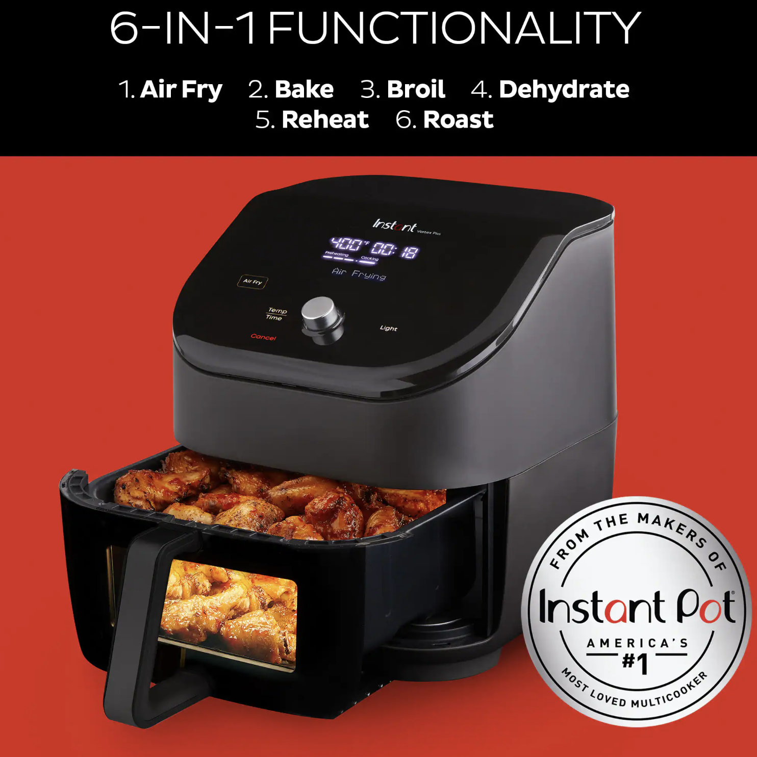 Instant Pot Instant Vortex Plus 6 Qt. Black Air Fryer with ClearCook