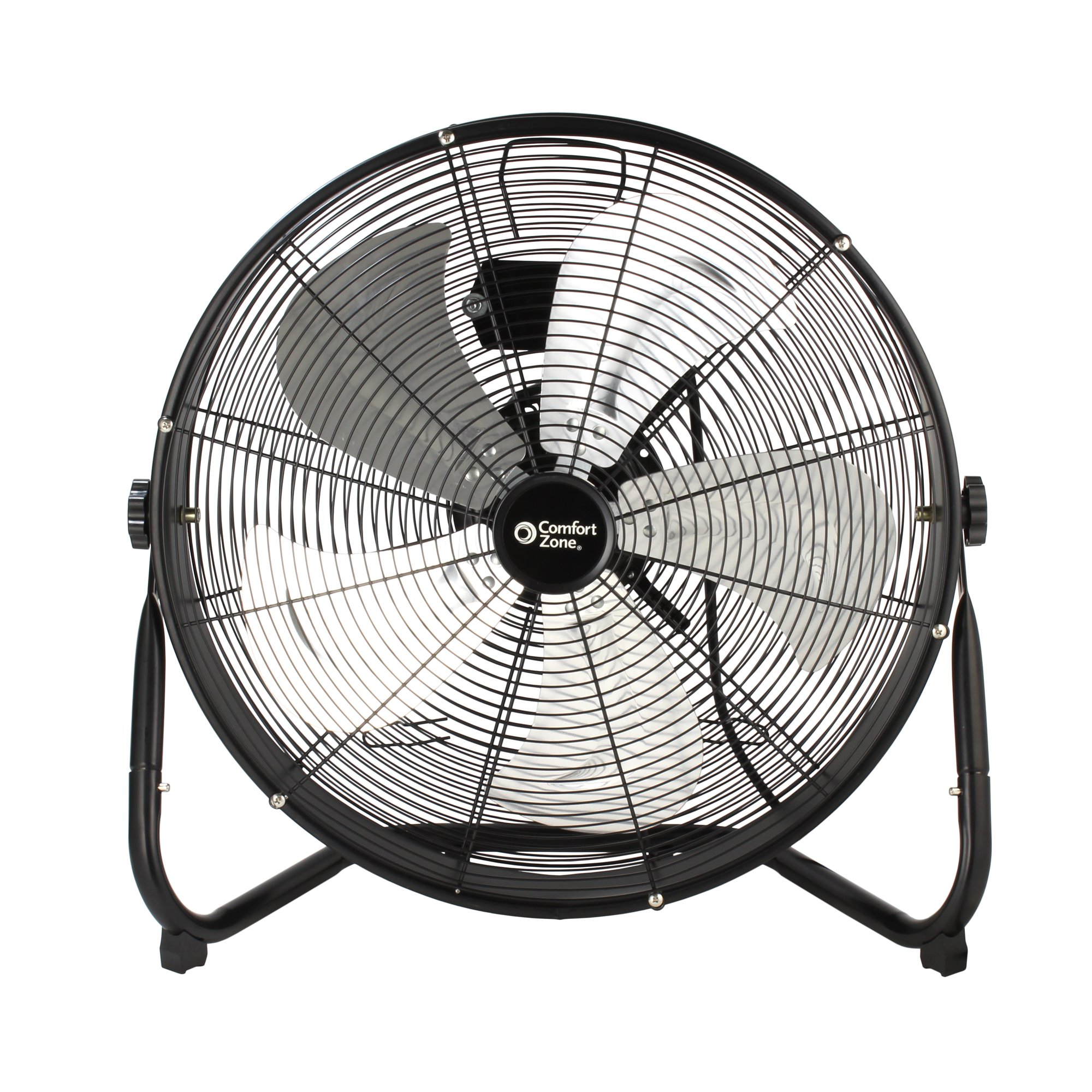 Comfort Zone 20 3-Speed High-Velocity Slim Industrial Drum Fan. 5-Aluminum Blades and Carry Handle. Black