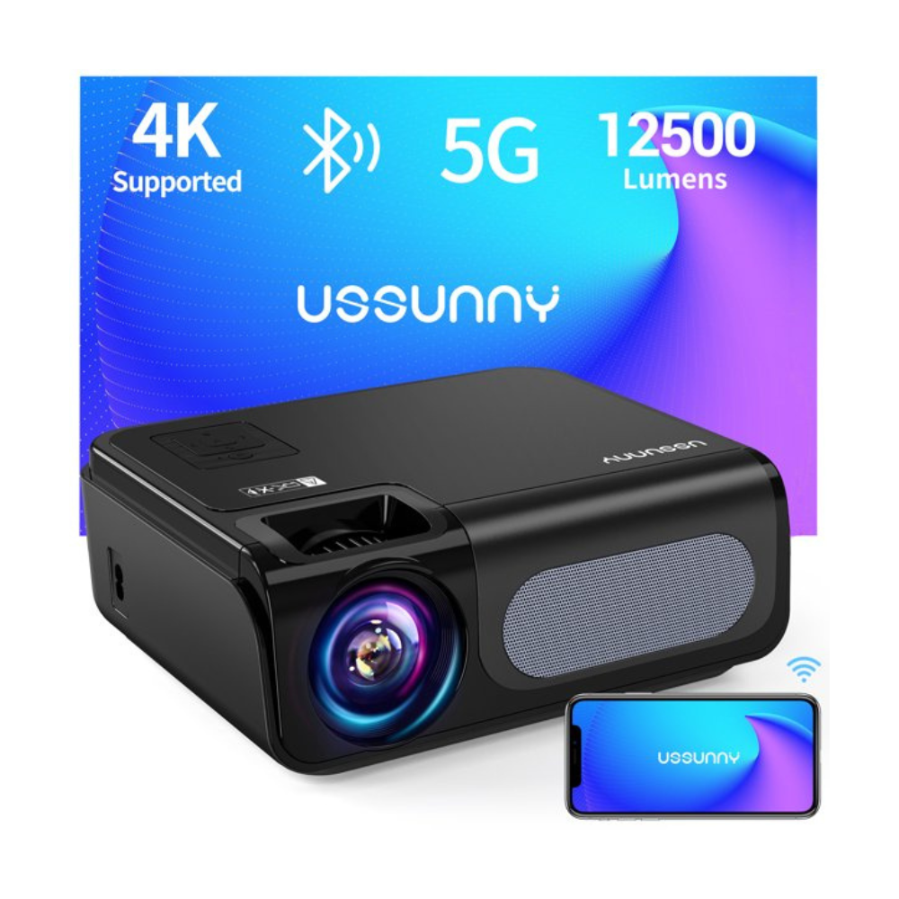 USSUNNY 5G/2.4G WiFi Native 1080P Home Theater Projector. 4K Support Bluetooth Movie Video Projector Max 300″ Dispaly