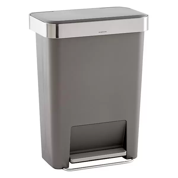 Simplehuman Grey 12 Gal. Rectangular Trash Can With Liner Pocket