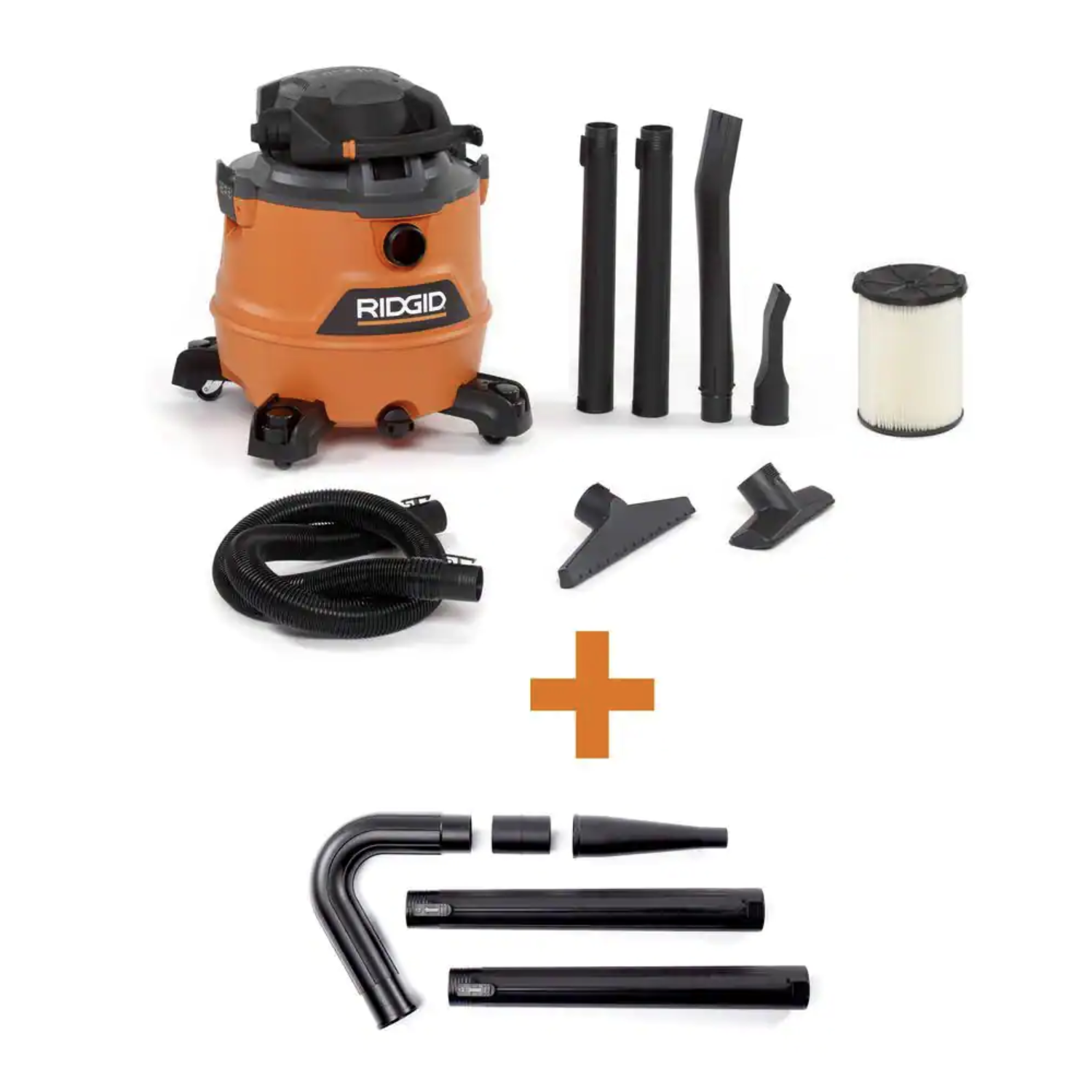 Ridgid HD1600A 16 Gal. 6.5-Peak HP NXT Wet/Dry Shop Vacuum with Detachable Blower. Filter. Hose. Accessories and Gutter Cleaning Kit