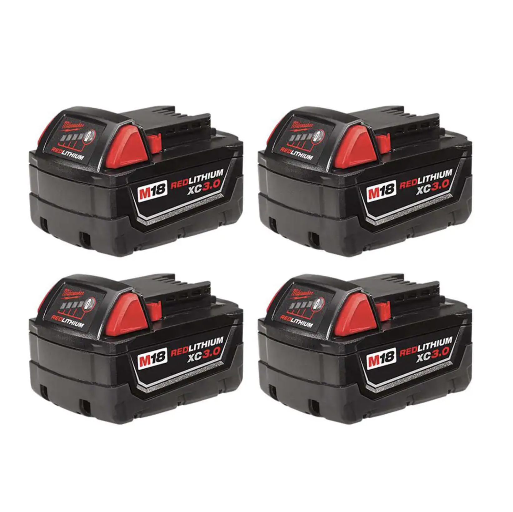 Milwaukee M18 18-Volt Lithium-Ion XC Extended Capacity Battery Pack 3.0Ah. 4-Pack (48-11-1822)