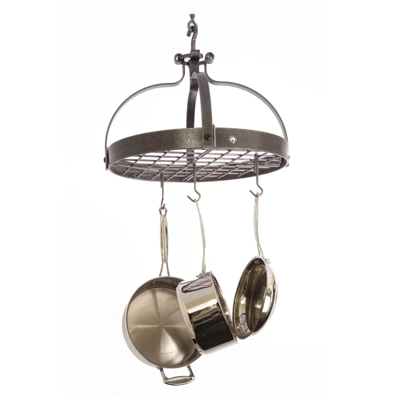 Enclume Gourmet USA Handcrafted Dutch Crown Hanging Pot Rack. Hammered Steel