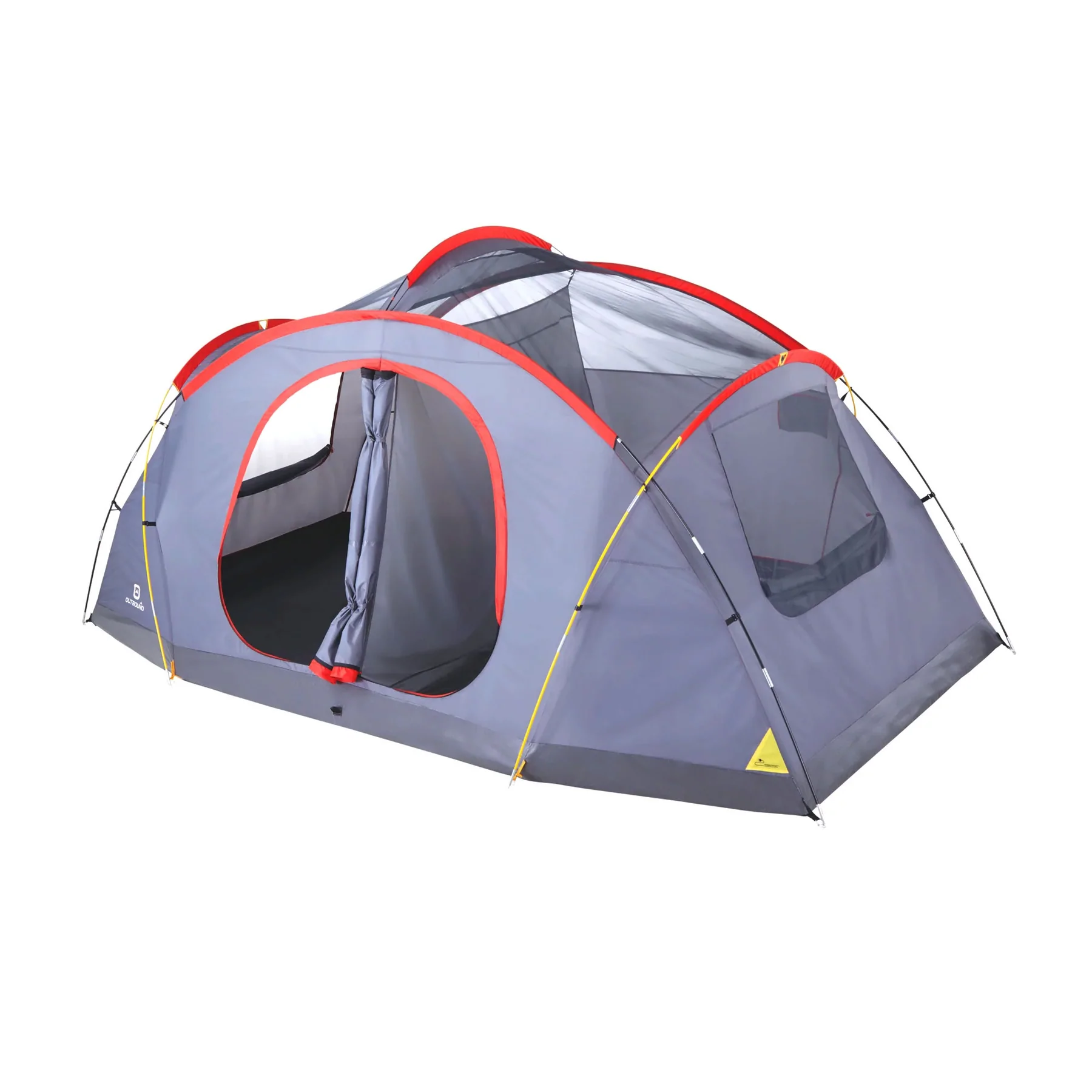 Outbound 8 Person 3 Season Camping Dome Tent with Room Divider and Rainfly. Red