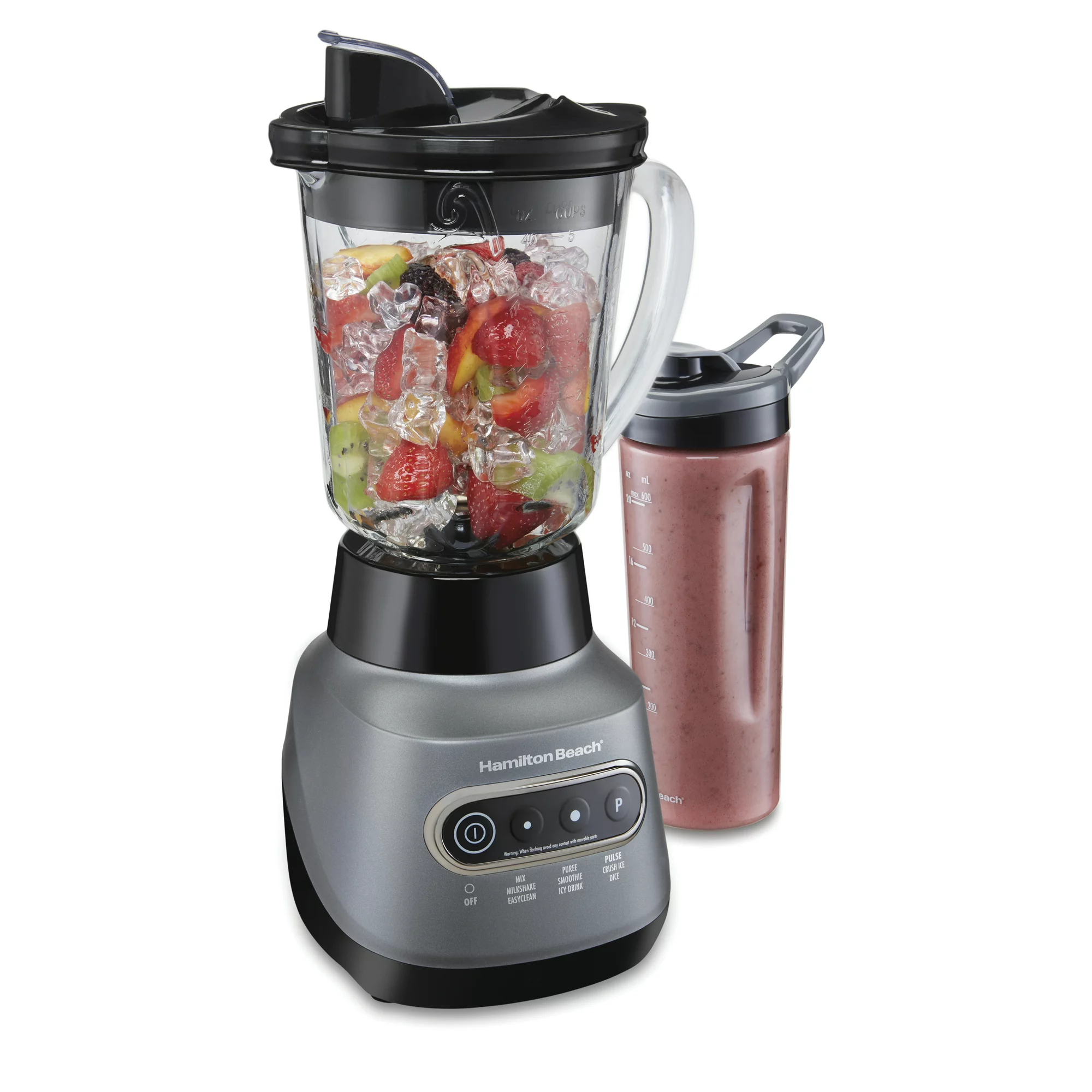 Hamilton Beach 58181 Wave Crusher Blender with 40 oz. Glass Blender Jar and 20 oz. Travel Jar