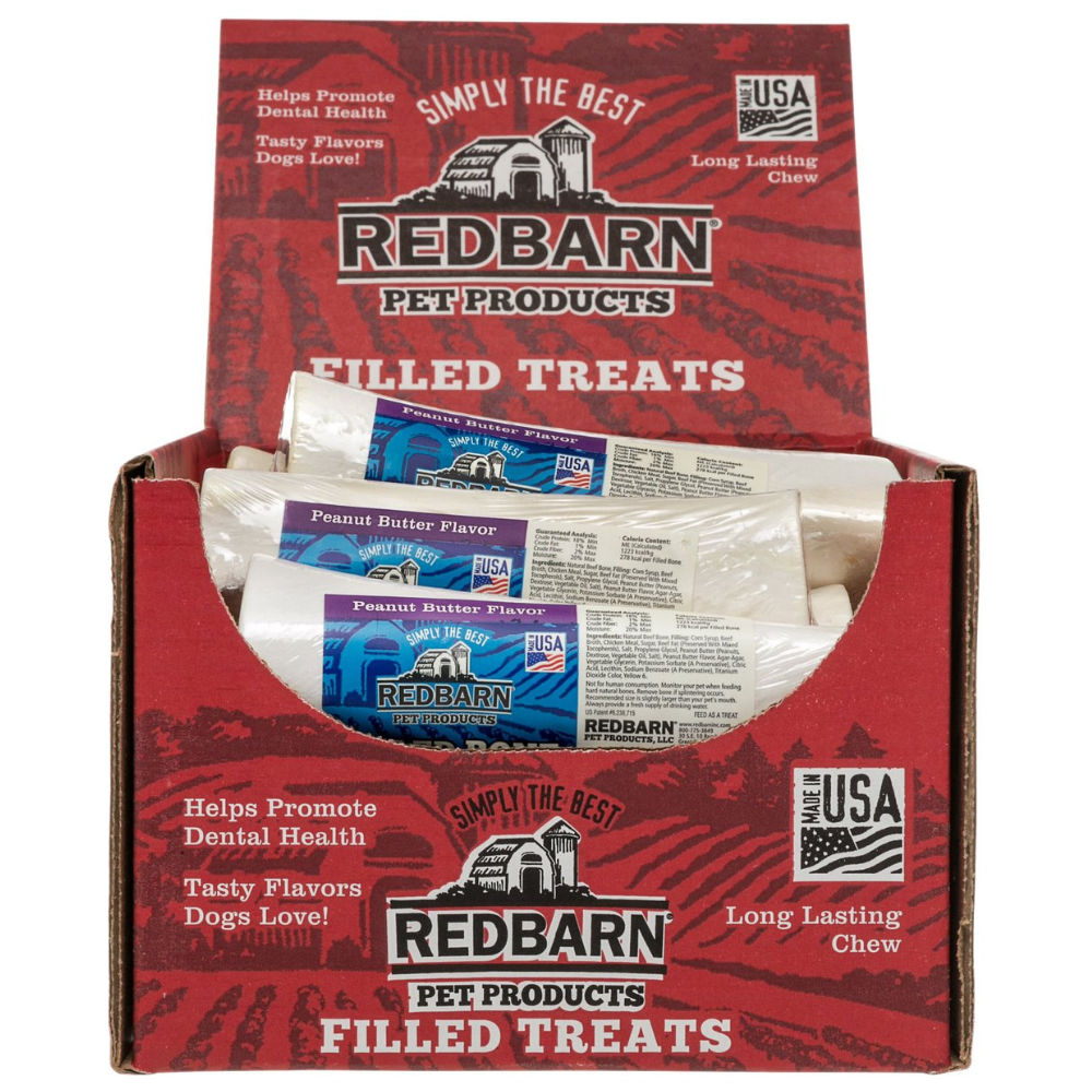 Redbarn Large Peanut Butter Filled Bones Dog Treats. 15 Count