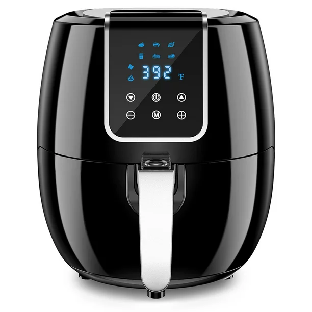 Iconites 7Qt Air Fryer. 6-in-1 Digital Toaster Ovens with LCD Screen and Non-Stick Fryer Basket. Black