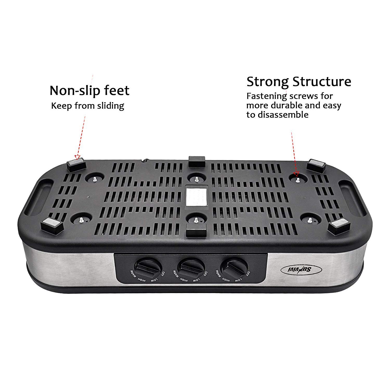 Sunvivi Electric Slow Cooker. 3×1.5 Quart Triple Slow Cooker Buffet Server. Food Warmer Cooker Pot