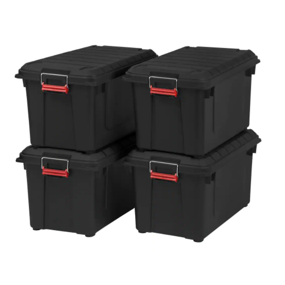 Iris 82 Qt. WeatherPro Store-It-All Storage Bin in Black (4-Pack)