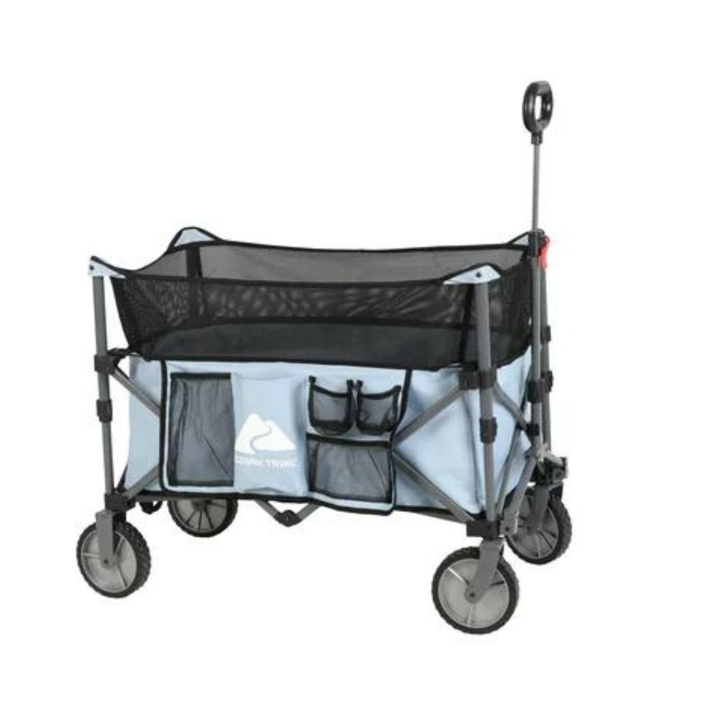 Ozark Trail Adult Height Adjustable Quad Fold Camping Cart Wagon. Blue