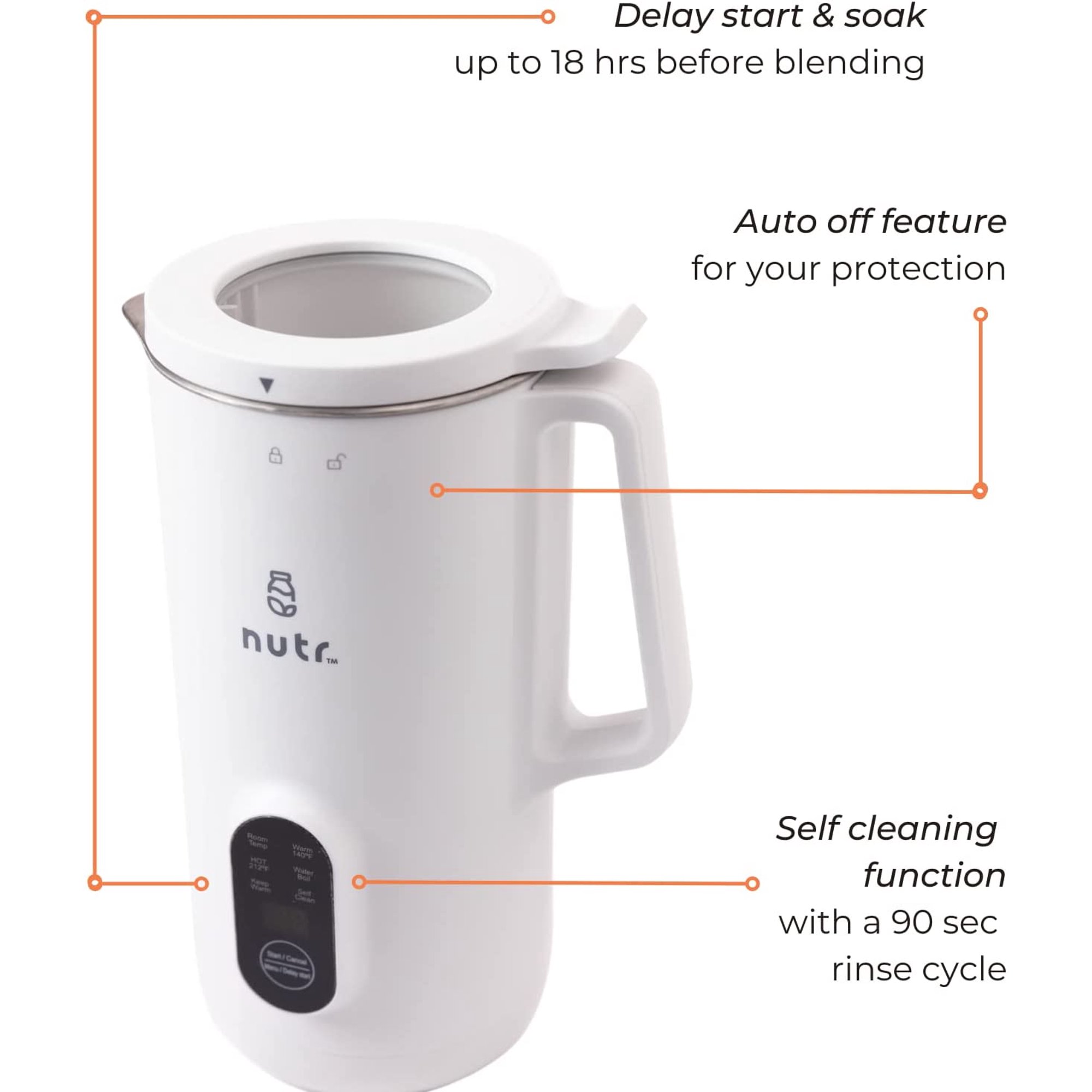 Nutr Machine Automatic Nut Milk Maker. Boil and Blend Single Servings. Stainless Steel. Self-Cleaning. White
