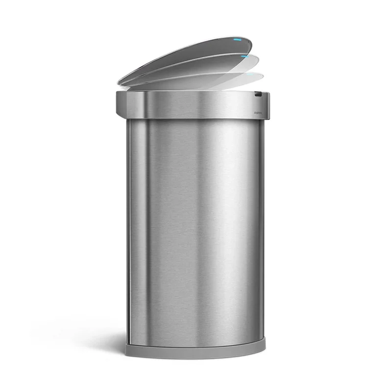Simplehuman 45 Liters/11.88 Gallons Semi-Round Automatic Motion Sensor Trash Can. Brushed Stainless Steel (ST2009)