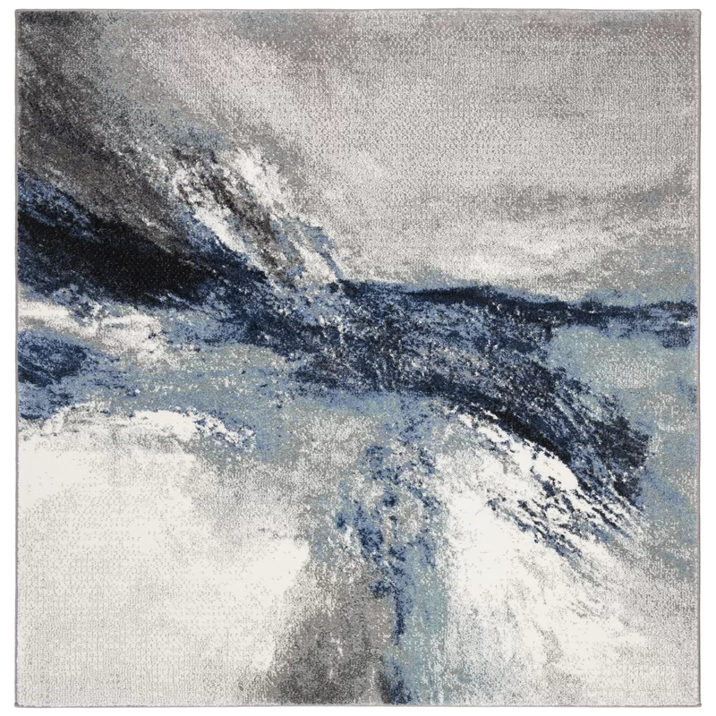 17 Stories Elara Machine Woven / Power Loomed Performance Blue/Gray Rug