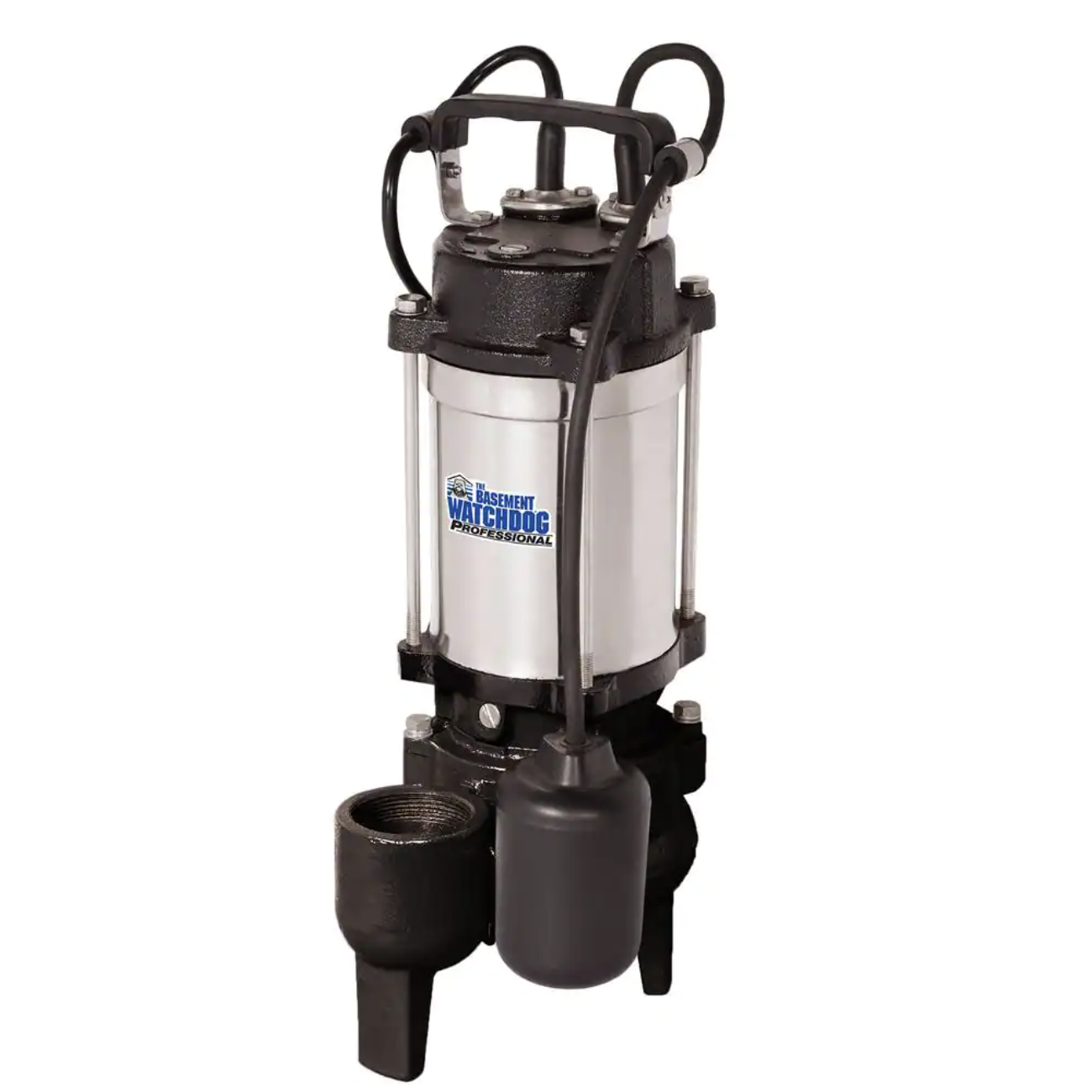 Basement Watchdog 1/2 HP Cast Iron Stainless Steel Submersible Sewage Ejector Pump with Tether Switch