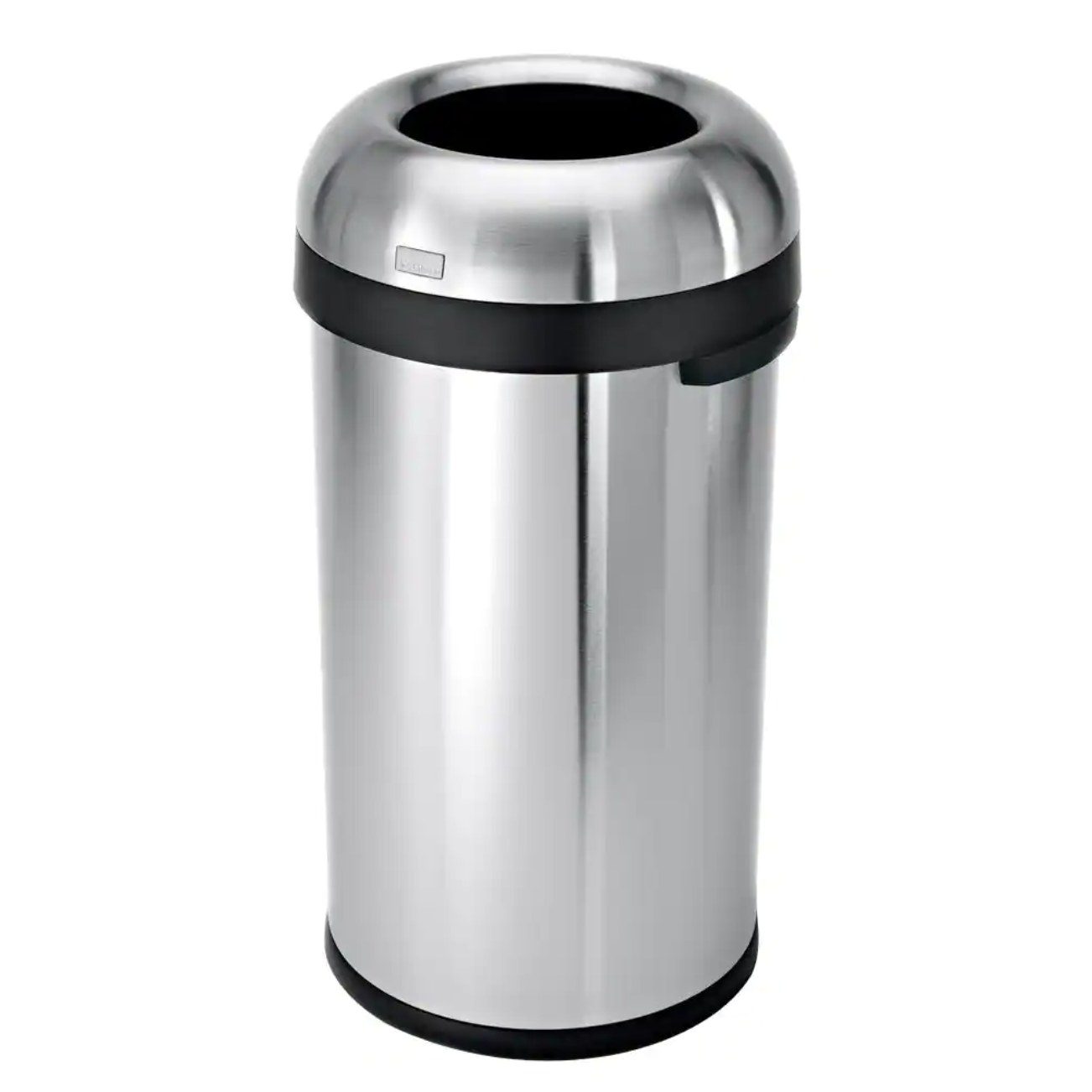 Simplehuman 16 Gal. Heavy-Gauge Brushed Stainless Steel Bullet Round Open Top Commercial Trash Can