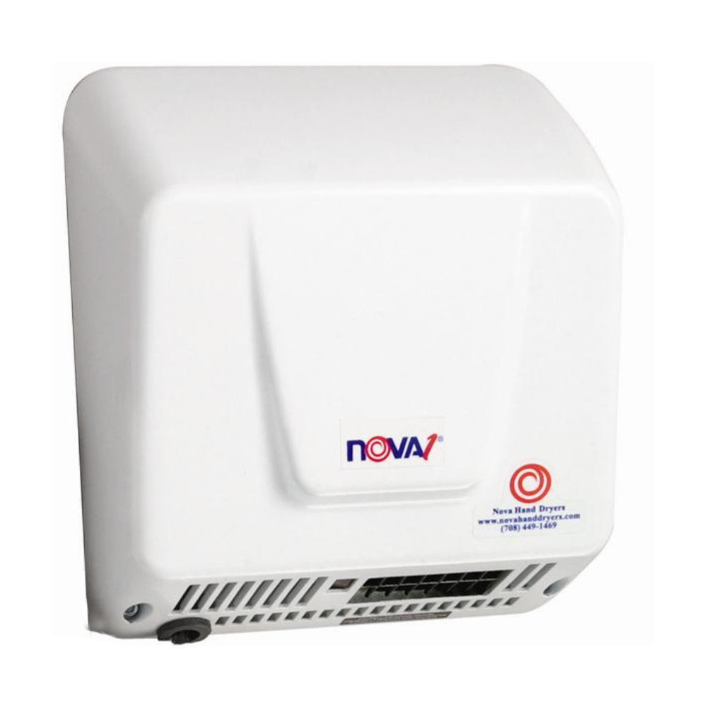 World Dryer Nova 1 Automatic Hand Dryer. Surface Mount. Universal Voltage - Die Cast Aluminum. White Epoxy Cover