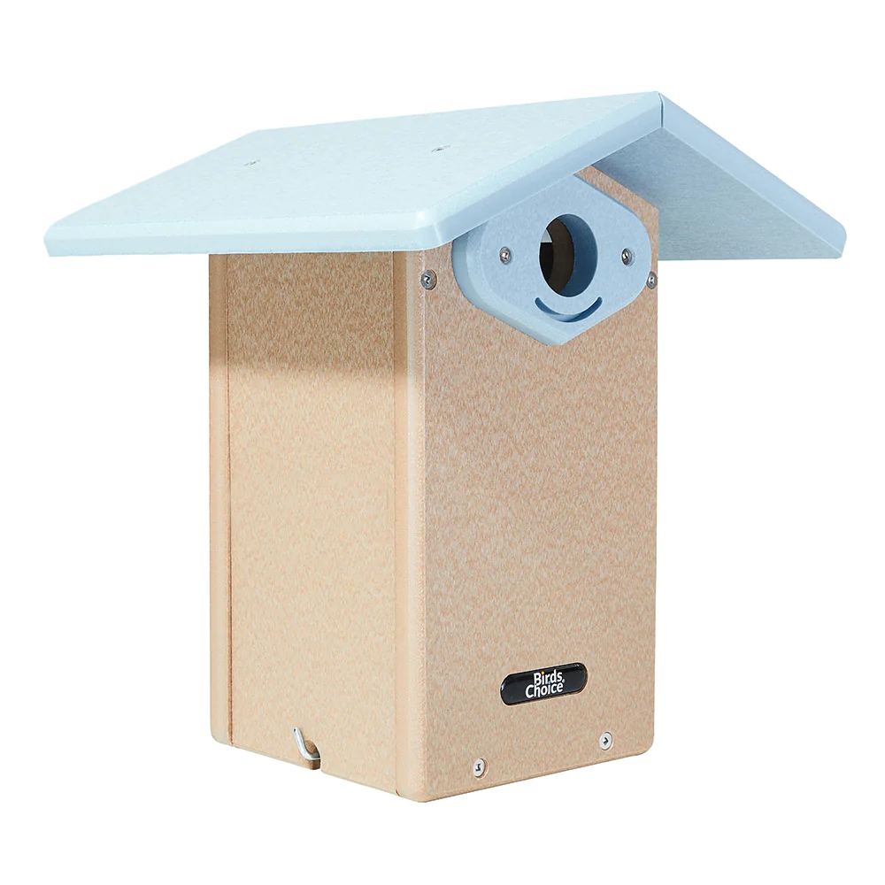 Birds Choice SNULT Recycled Ultimate Bluebird House. Bird Houses. 11″L X 8-1/2″W X 12-5/8″H. Taupe w/ Blue Roof