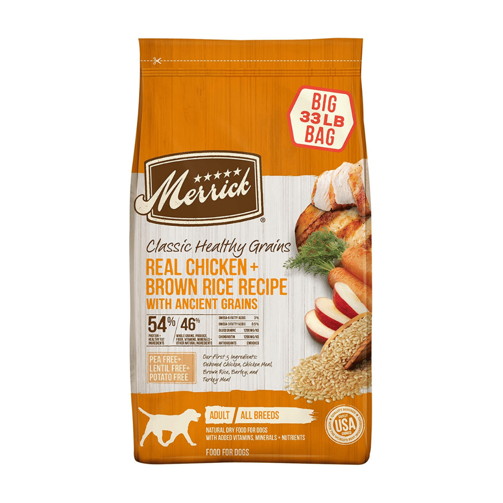 Merrick Classic Healthy Grains Real Chicken & Brown Rice Recipe with Ancient Grains Dry Dog Food. 33 Pounds