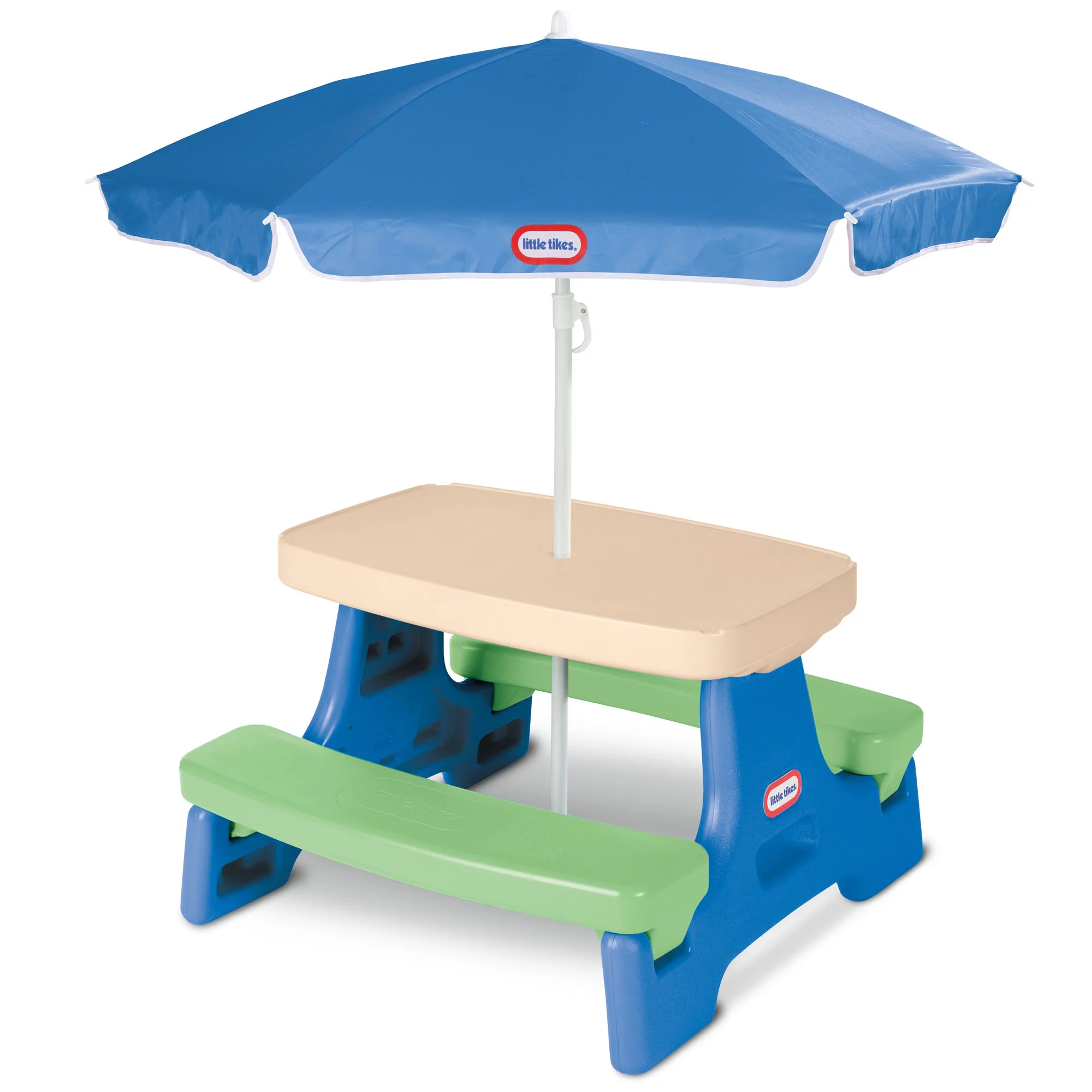 Little Tikes Easy Store Jr. Picnic Table with Umbrella. Blue & Green