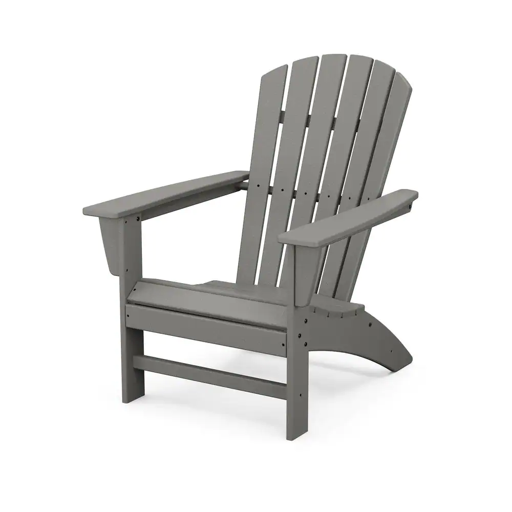 Polywood Grant Park Traditional Curveback Slate Grey Plastic Patio Adirondack Chair Outdoor
