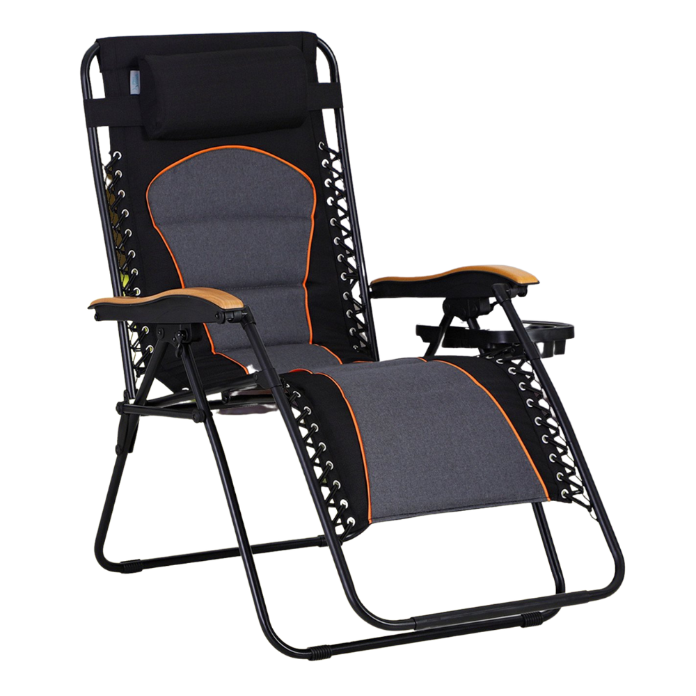 Sophia & William Oversized Outdoor Padded Zero Gravity Chair. Dark Gray and Black