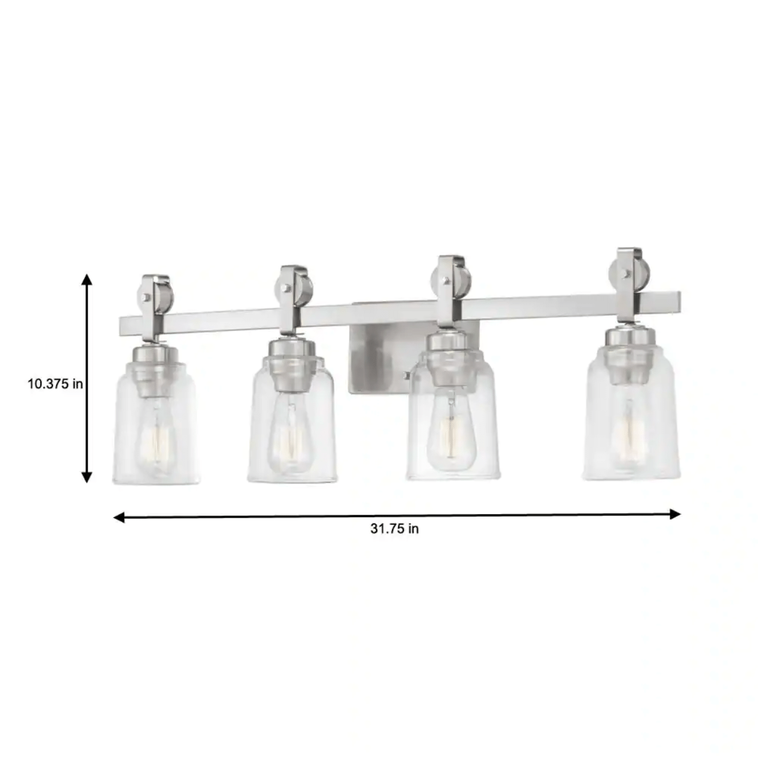 Home Decorators Collection Knollwood 4-Light Brushed Nickel Vanity Light with Clear Glass Shades
