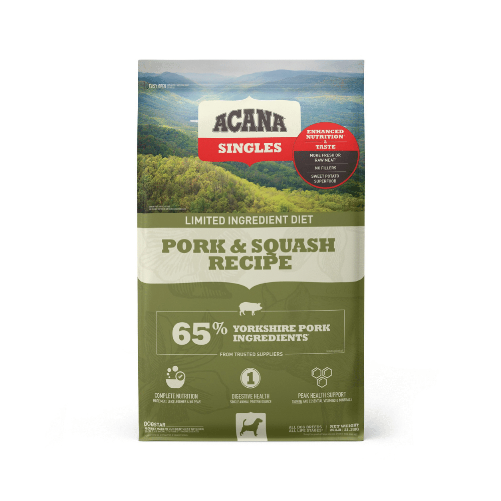 Acana Singles Limited Ingredient Diet Grain-Free High Protein Pork And Squash Dry Dog Food. 25 Lbs