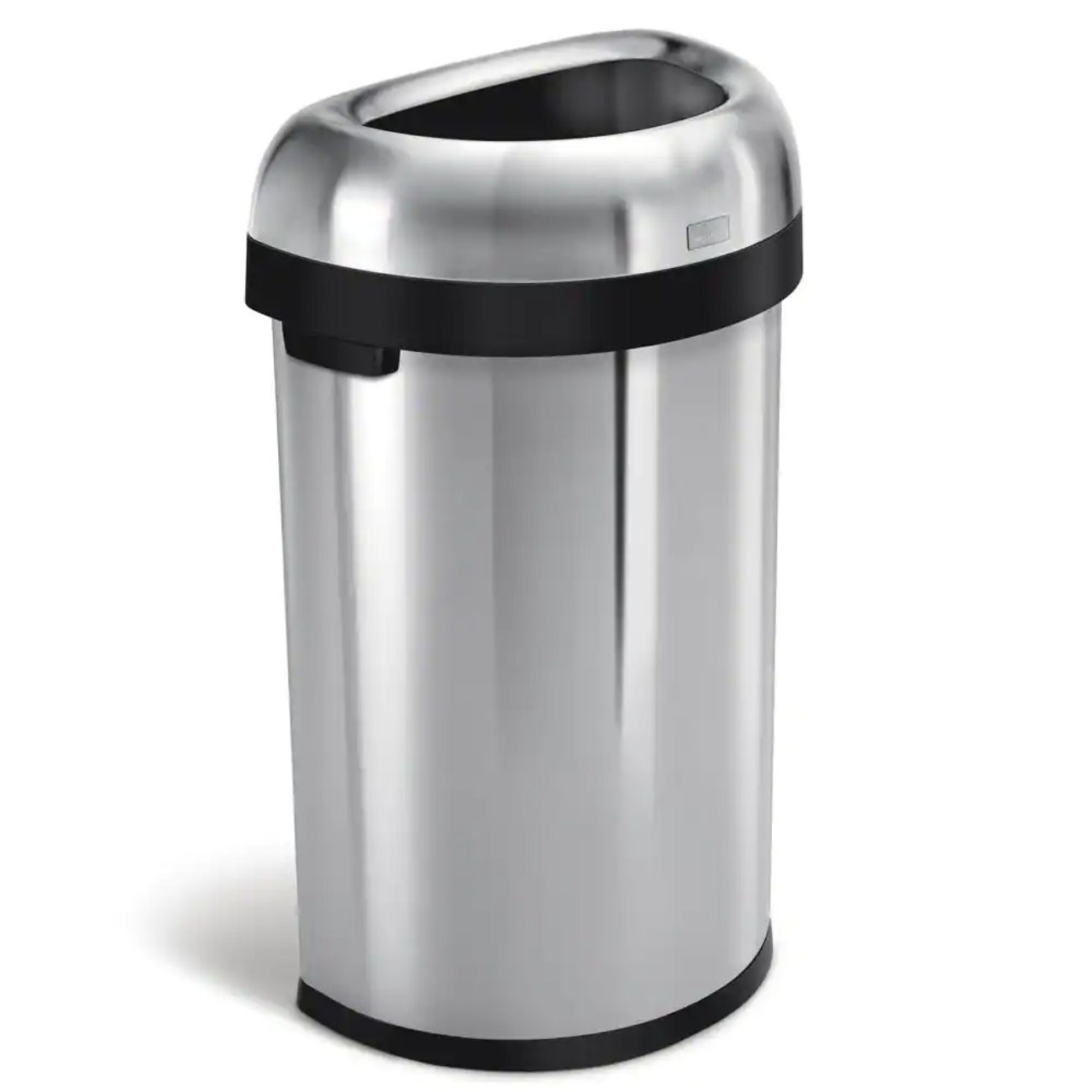 simplehuman 60-Liter/16 Gal. Heavy-Gauge Brushed Stainless Steel Semi-Round Open Top Commercial Trash Can