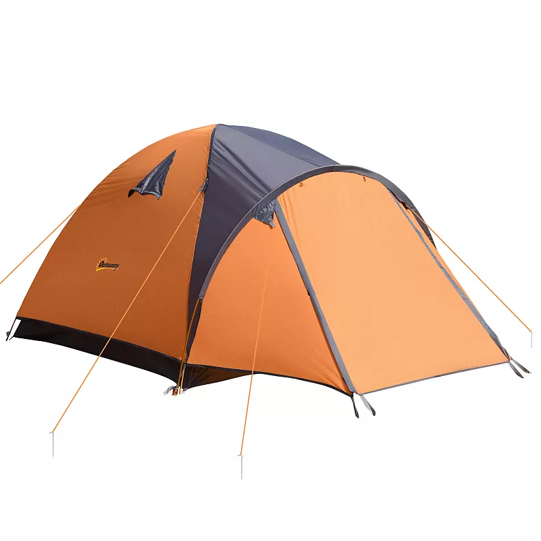 Outsunny 4 Person Camping Tent With Carrying Bag. Orange