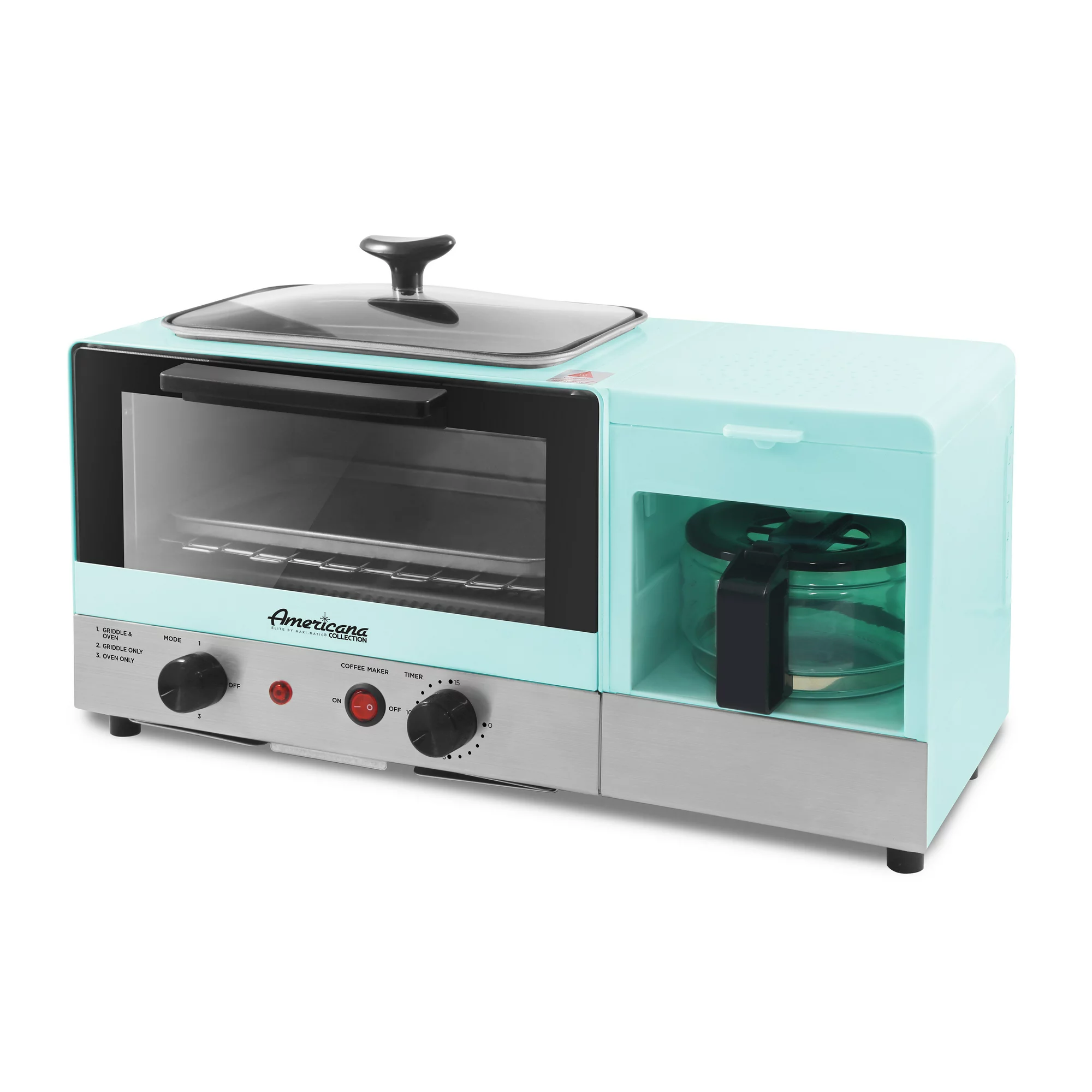 Americana Collection By Elite Collection 3-In-1 Multifunctional Breakfast Center. Toaster Ovens. XL