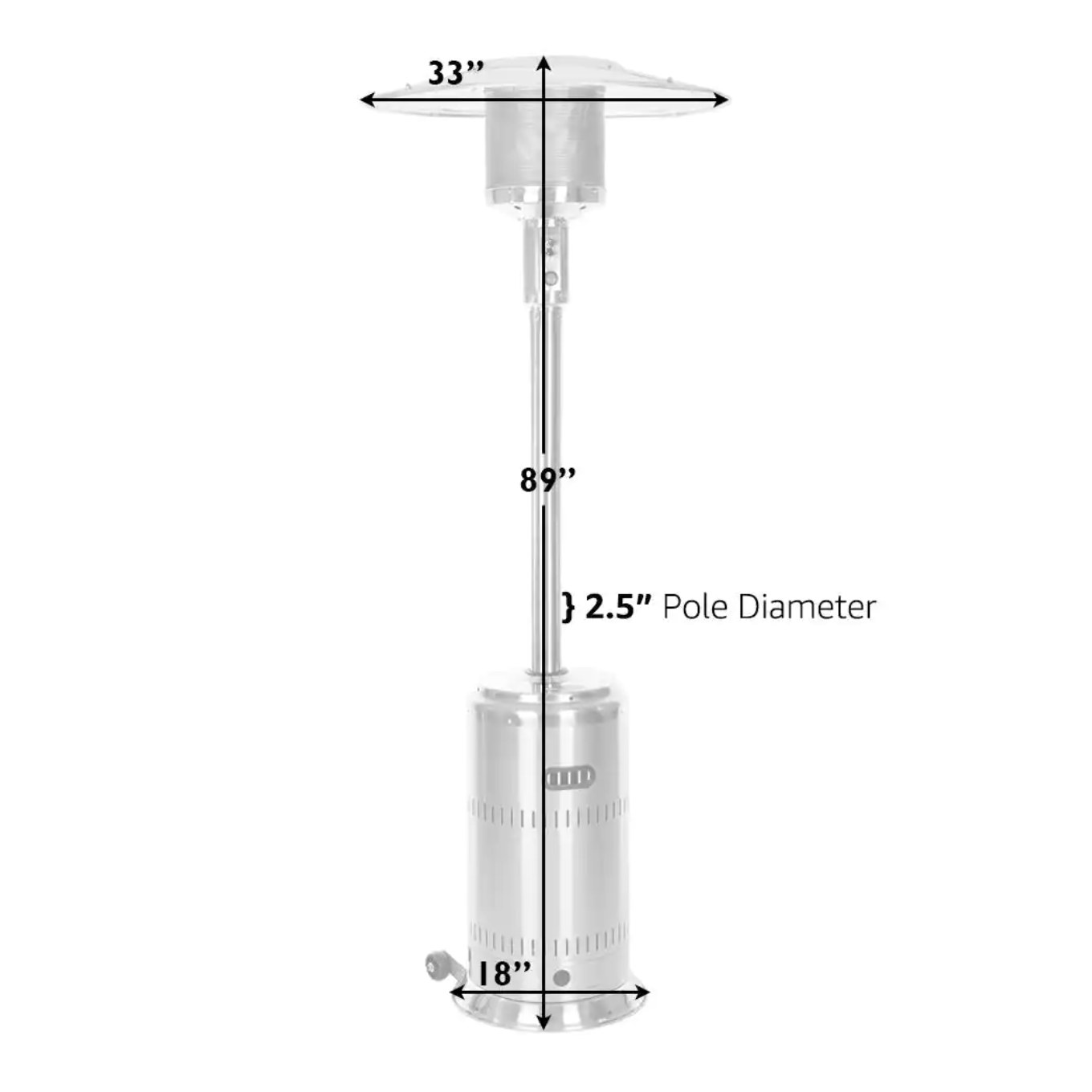Fire Sense 46.000 BTU Performance Kaffee Steel Patio Heater