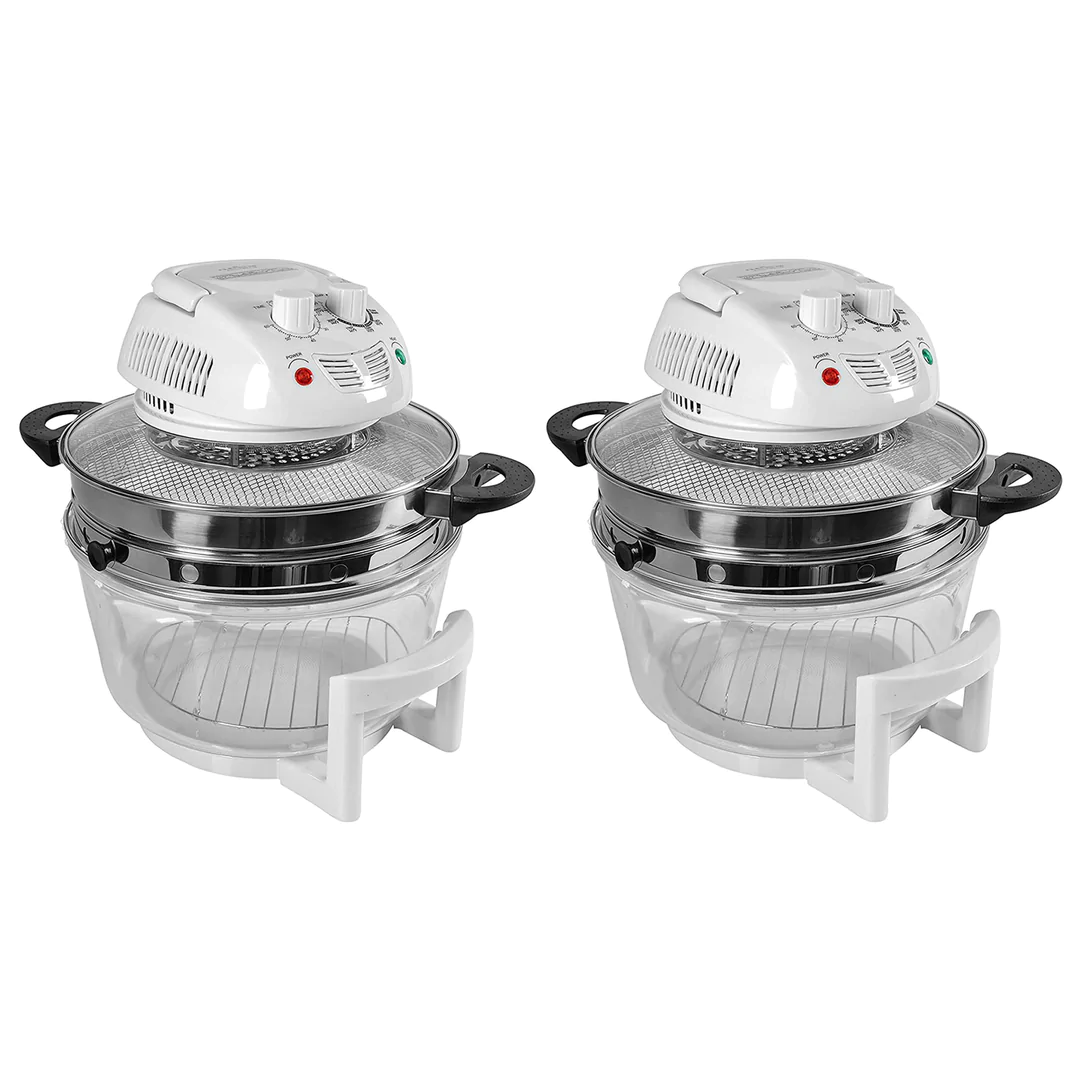 NutriChef Kitchen Countertop Air Fryer Oven Cooker w/ 13 Quart Bowl (2 Pack)