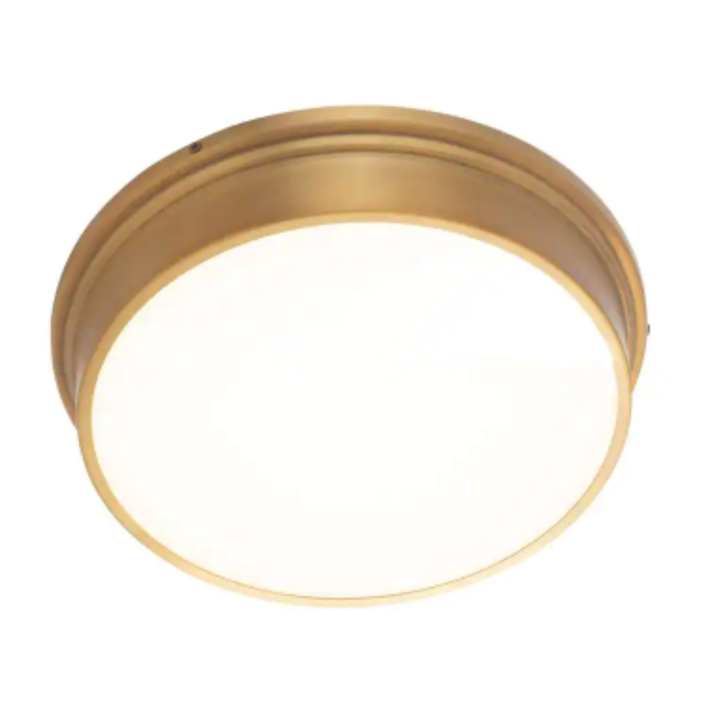 WAC Lighting York 12 in. 1-Light 3000K Aged Brass LED Flush Mount