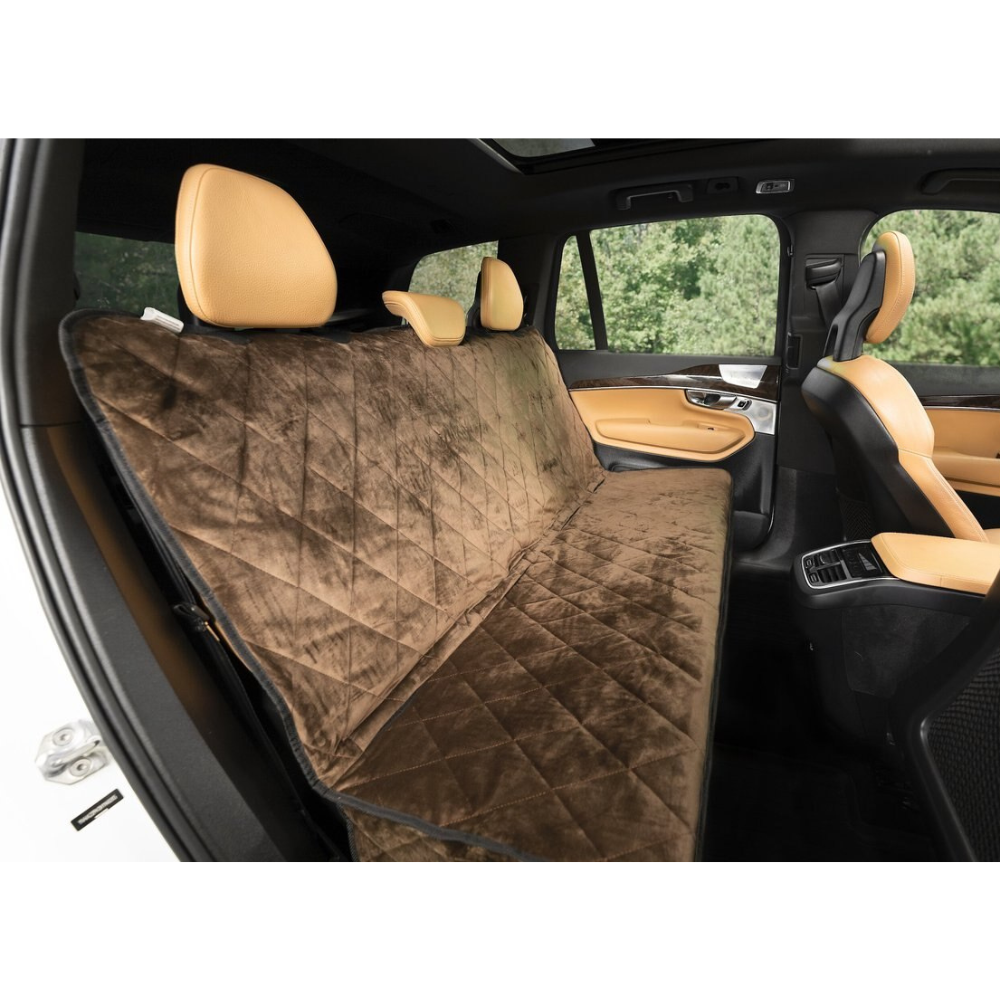 Plush Paws Products Quilted Velvet Waterproof Car Seat Cover. Chocolate. Regular