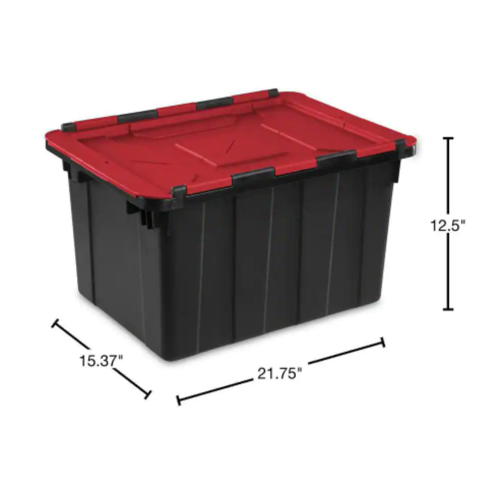 Sterilite 12 Gal. /45 Liter Hinged Lid Industrial Tote (6 Pack)