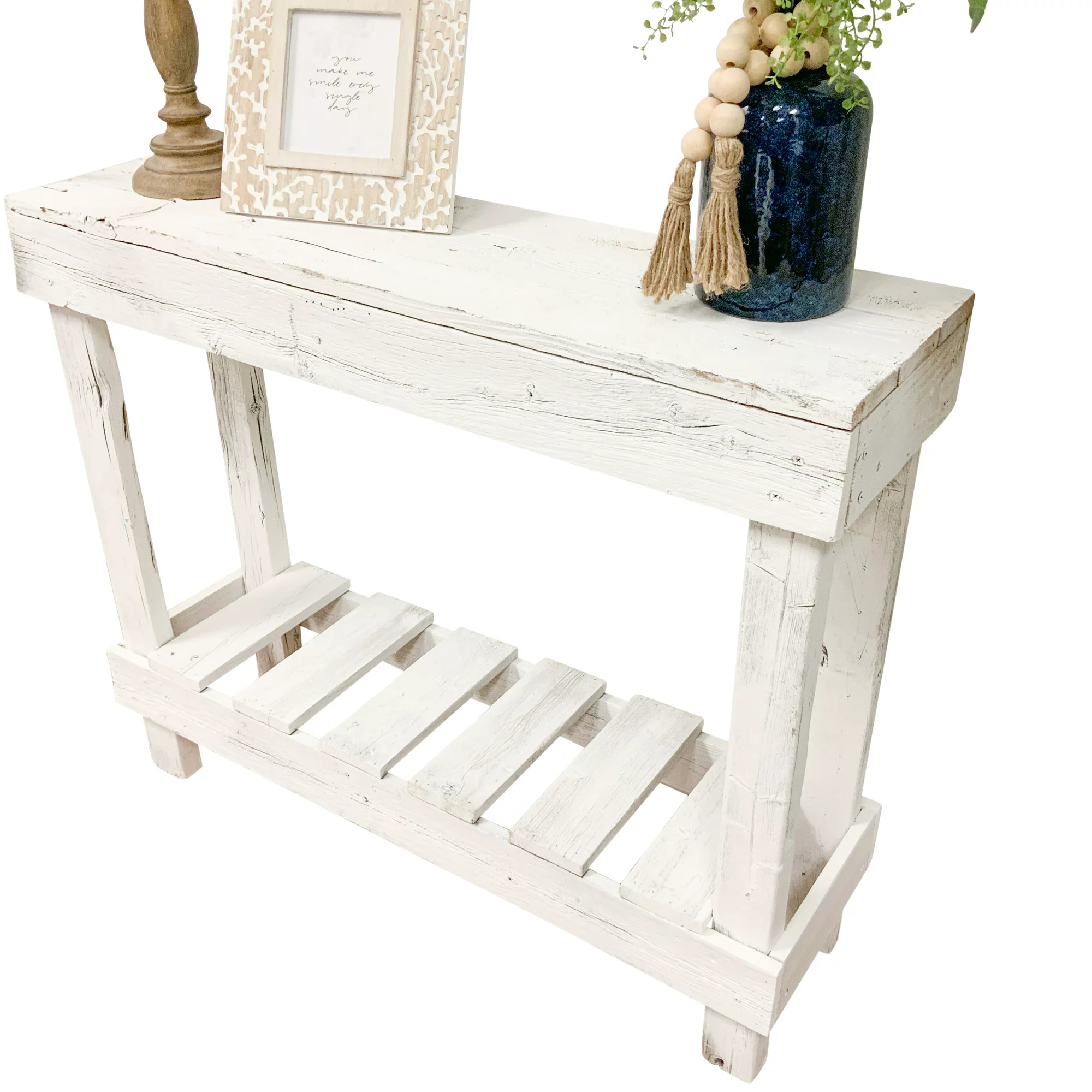 Woven Paths Reclaimed Wood Sofa Table. White